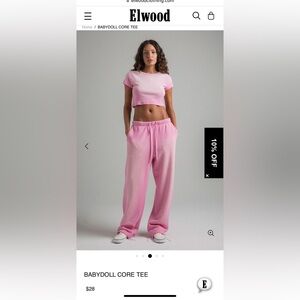 Elwood Pink Babydoll Core Crop Tee